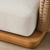Ensemble de canapés de jardin en teck massif de luxe moderne, mobilier de salon de patio modulable, fauteuil, table basse, mobilier de villa
