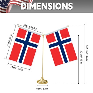 Patrón de bandera noruega Bandera de mesa 14X21cm Diseño de doble cara Rojo Azul Blanco Color clásico Decoración de escritorio de oficina - Product Image 2