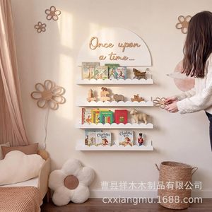 Wall Mounted Storage <b>Rack</b> For Kids Room White 4 Tier Bookshelf Toy Organizer Decorative <b>Shelves</b> For Children's Books And Toys - Product Image 3