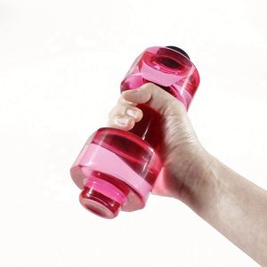 Botellas de Agua Ecológicas con Forma de Mancuerna para Gimnasio, Botellas de Agua Deportivas de Plástico Rosa con Logotipo Personalizado - Product Image 4