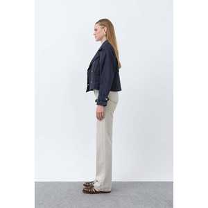 Trench-coat court pour femme, bleu marine, utilitaire, manches longues, tissé, automne, confortable - Product Image 2