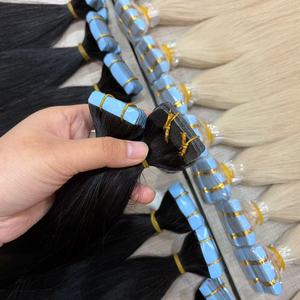 Extensiones de Cabello Humano Adhesivas 100% Naturales Sin Procesar Rusas de Doble Trama Calidad Premium Liso Color Natural para Salón - Product Image 4