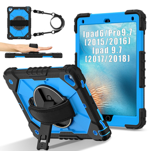 Étui antichoc pour <span class=keywords><strong>iPad</strong></span> 6/5 Gen Pro 9.7 Nouvel <span class=keywords><strong>iPad</strong></span> 9.7 2017 2018 avec support rotatif à 360°, dragonne et bandoulière pour enfants OEM ODM - Product Image 1