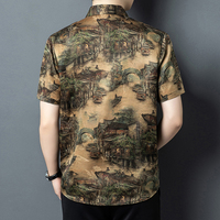 Chemise en soie de style chinois haut de gamme, écologique, anti-rides, séchage rapide, motifs paysages du Jiangnan exquis, chemise fine pour homme