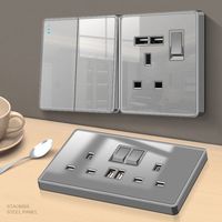 Interruptores y enchufes de pared eléctricos estándar del Reino Unido Polo único Polo doble 13A 220V Panel de PC Negro mate Blanco