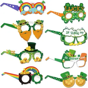 8PCS St. Patrick's Day Brillen Irish Paper Eye glasses für St. Patrick's Day Party begünstigt Foto Requisiten Green Party