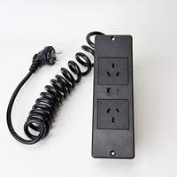 Prise de courant encastrée pour bureau, 2 prises AU, USB-C PD 20W, câble rétractable, hub d'alimentation encastré pour bureaux