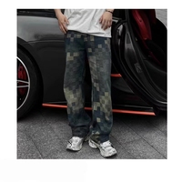 Jean Baggy Mosaïque Haute Couture pour Homme et Femme, Coupe Droite, Style Urbain Polyvalent, Denim Rick, Été Automne Hiver