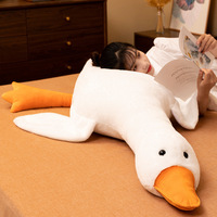 Oreiller en tissu personnalisé en forme de grande oie blanche, super doux, en peluche, rembourrage en polyester et coton PP, hauteur réglable 50-165 cm, anti-stress
