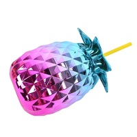 1000Ml Verkoop Plastic Ananasbekers Waterflessen Hawaiiaanse Luau Bekers Met Palmbladeren Drinkbekers Strand Thema Feestartikelen