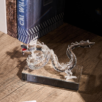 Brillante Feng Shui K9 cristal dragón Animal estatuilla tallada láser energía positiva suerte fortuna zodiaco chino artesanía