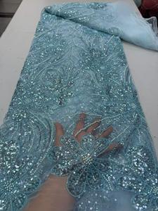 Robes de mariée légères et écologiques en dentelle perlée et sequins 100 % polyester pour femmes, <span class=keywords><strong>chaussures</strong></span> et sacs de mariée africains - Product Image 6