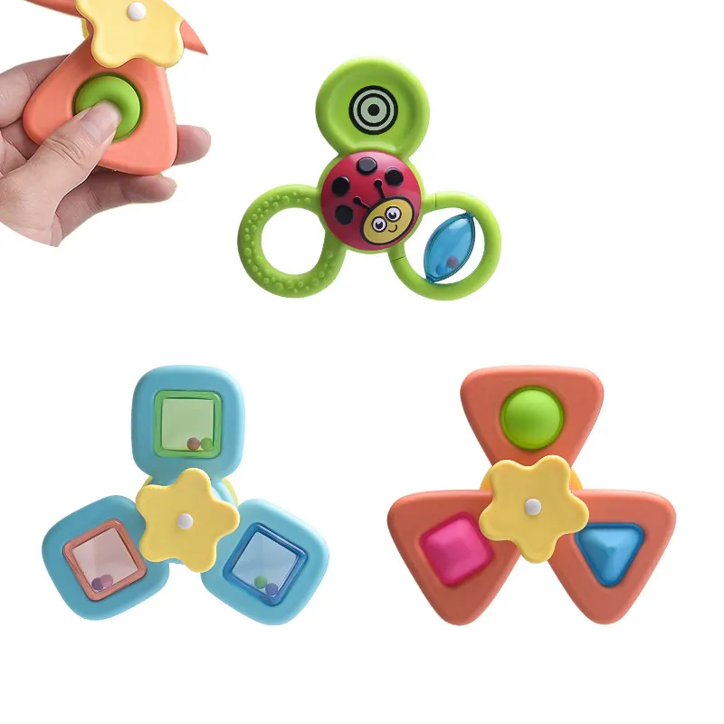 Rotating baby fidget silicone baby toy suction cup bath time kids play hand spinner toys new other toys & hobbies
