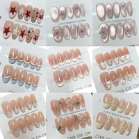 Faux ongles en acrylique ultra-courts, transparents, mignons, souples, à presser, faits à la main, 10 pièces, avec étiquette privée