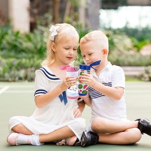 12oz Stainless Steel Sublimation Blanks <b>Kids</b> Straight Insulated Bottle Bounce Lid Hand Grip Eco-Friendly Cup for Back School - Product Image 4