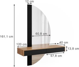 Toeletta da camera Combohome <span class=keywords><strong>Melisa</strong></span> in stile giapponese, nera, 120 cm, 2 cassetti, altezza regolabile, pannello in MDF, resistente ed ecologica - Product Image 6