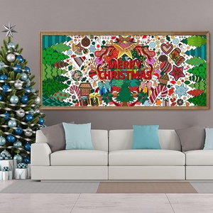 Poster de coloriage personnalisé <span class=keywords><strong>Joyeux</strong></span> Noël, papier à <span class=keywords><strong>dessin</strong></span> DIY, bannière vierge à colorier, nappe à colorier pour la décoration murale de la maison et de l'école - Product Image 1