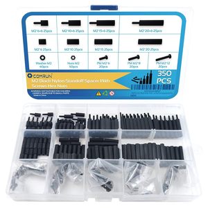 Sanya M2 Black Nylon Standoff <b>Spacer</b> Screws Hex Nuts Assortment Kit 350Pcs Metric DIN Standard PCB Mounting - Product Image 1