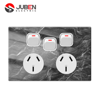Prise murale USB haute efficacité en acrylique avec 2 prises CA, 2 ports USB, 250V 10AX, 2 interrupteurs, homologuée SAA, vente au détail Nouvelle-Zélande