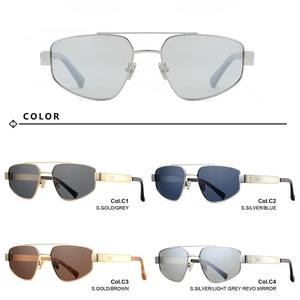 Gafas de Sol Y2K para Hombre, Diseño de Diseñador, Protección UV400, Alta Calidad, Lujo, Moda, Doble Puente, Retro, Cuadradas, Montura de Metal Plateado - Product Image 2