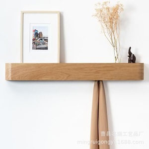 Perchero minimalista de pared de madera maciza, estante de almacenamiento para entrada, diseño moderno que ahorra espacio para la sala de estar. - Product Image 5