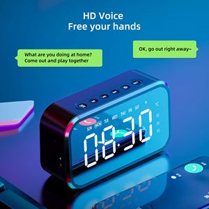 Reloj Despertador de Escritorio con Altavoz Inalámbrico, Mini Espejo LED, Reloj Digital, Altavoz para Teléfono Móvil, Regalo, Sonido Estéreo, Material ABS - Product Image 4