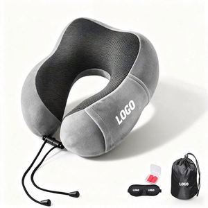 Oreiller de voyage personnalisé en mousse à mémoire de forme WSY7504 en forme de U pour le soutien du cou et la relaxation cervicale, idéal pour l'avion et la voiture – Oreiller promotionnel - Product Image 1