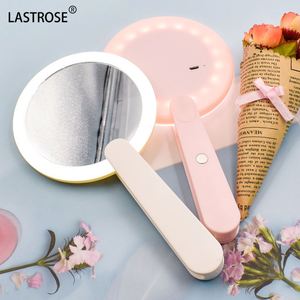 Fashion Portable Makeup Mirror Led Rechargeable Travel Vanity Mirror Cosmetic Hand Folding Compact Pocket Mirror - Product Image 2