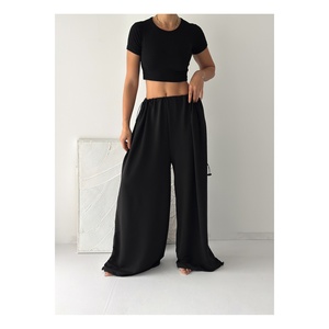 Pantalon sarouel pour femmes, jambe large, taille haute, laçage réglable, respirant, taille standard 36 à 50 - Product Image 5