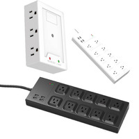 Multiprise intelligente avec protection contre les surtensions, prise plate américaine 125V 15A, 5/6/8 prises USB, protection contre les surcharges