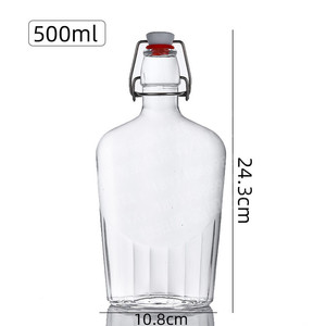 Bouteille d'eau en verre à boire souple transparente avec couvercle à pince/récipient à boisson à dessus pivotant hermétique de style spécial 500 250 ml - Product Image 4