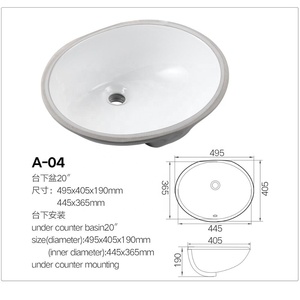 Wastafel keramik kamar mandi persegi panjang gaya industri kualitas tinggi 1813 bak cuci tangan untuk penggunaan apartemen - Product Image 5