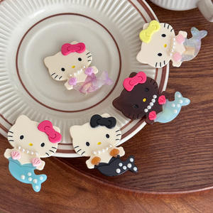 QianJin carino Hello Kitty Design molletta per capelli da ragazza pratico a forma di sirena con perle accessorio per capelli realizzato in acetato - Product Image 1