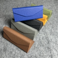 Étui pliable triangulaire en PU écologique 2026, fait main en cuir, avec logo personnalisé imprimé, pour lunettes de soleil – Emballage pliable