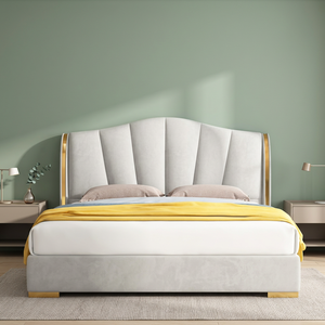 Modern Queen <b>King</b> <b>Size</b> Platform <b>Bed</b> with High Quality Engineered Industrial G Material Soft Style Panel Design Industrial Sector - Product Image 2