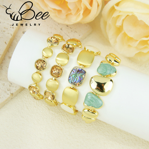 Summer Hot Sale 14k Plated Jewelry Elegant <b>Crystal</b> <b>Bracelet</b> Irregular Enamel Resin Handmade Cuban Chains <b>Bracelets</b> For Gifts - Product Image 1