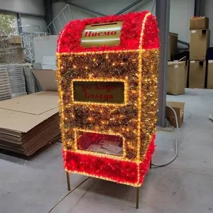 Açık ticari noel dekorasyon büyük 3d santa posta kutusu led ışık motifleri