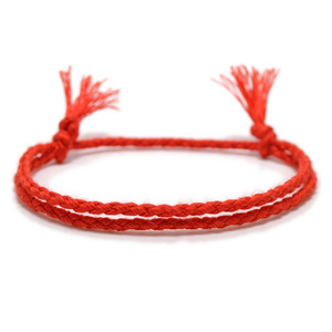 Braccialetto di corda di <span class=keywords><strong>cotone</strong></span> semplice tessuto fatto a mano in puro colore nappa bracciale regolabile per gli uomini delle donne - Product Image 1