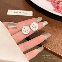 S925 argent aiguille simple tempérament géométrie goutte glaçure fleur boucles d'oreilles pour les femmes Light Luxen cravate petites boucles d'oreilles rose fraîche