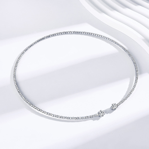 <span class=keywords><strong>Collar</strong></span> Fino y Elegante para Mujer con Colgante de Corazón de Moissanita de 0.8CT y 6mm en Plata de Ley 925, Gargantilla Sencilla de Joyería - Product Image 4