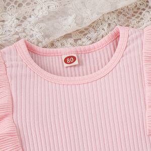Ropa Infantil sin Impuestos en EE. UU., Conjunto de Dos Piezas para Niñas, Primavera-Otoño, Top Rosa de Manga Larga y Falda a Cuadros - Product Image 3