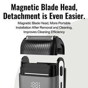 Men's Mini Electric <strong>Foil</strong> <strong>Shaver</strong> Twin Blade Magnetic <strong>Head</strong> Wet Dry Trimming Digital Control One-Button Unlock Wholesale OEM - Product Image 2