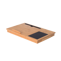 Table d'appoint moderne pliable en bambou avec surface en PU, support portable pour ordinateur portable et support de bureau réglable avec tiroir pour lit