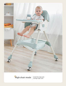 Nouveau 2025 Chaise haute pliante pour <span class=keywords><strong>bébé</strong></span> Chaise d'alimentation pour enfants Chaise de salle à manger pour <span class=keywords><strong>bébé</strong></span> avec roues réglables - Product Image 2