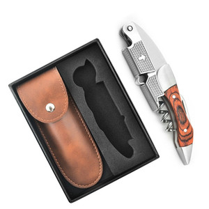 Hộp đen da trường hợp tất cả-trong-một Waiter Wine Opener với corkscrew không gỉ tip laser logo-Loại bỏ nút chai dễ dàng - Product Image 1