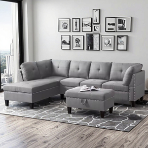 Sofá moderno de lujo en forma de L, conjunto de sofás seccionales como muebles modulares para sala de estar - Product Image 4