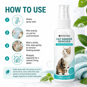 Spray Eliminador de Caspa de Gato con Extracto de Plantas Suaves, Sin Alcohol, 100 ml, Reduce el Olor de Mascotas, Suaviza el Pelo del Gato, con Logotipo Personalizado - Product Image 5
