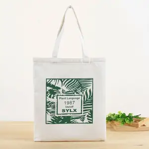 Europe And America Classical Regular Vertical Size Custom Logo Printed Cotton Shopping Bag, Reusable Canvas Tote Bag