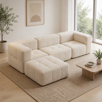Canapé modulaire d'angle en mousse sans cadre, en forme de L, pour salon, compressé sous vide, livré en boîte