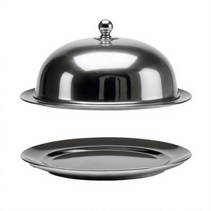 Cloche alimentaire ronde en acier inoxydable à prix abordable pour la maison, la cuisine, la table, la restauration, avec couvercle. - Product Image 1